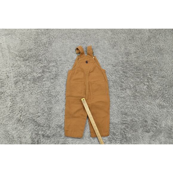 Carhartt Brown Cotton Double Knee Rib Overalls Canvas Size Toddler 18M - Picture 6 of 10